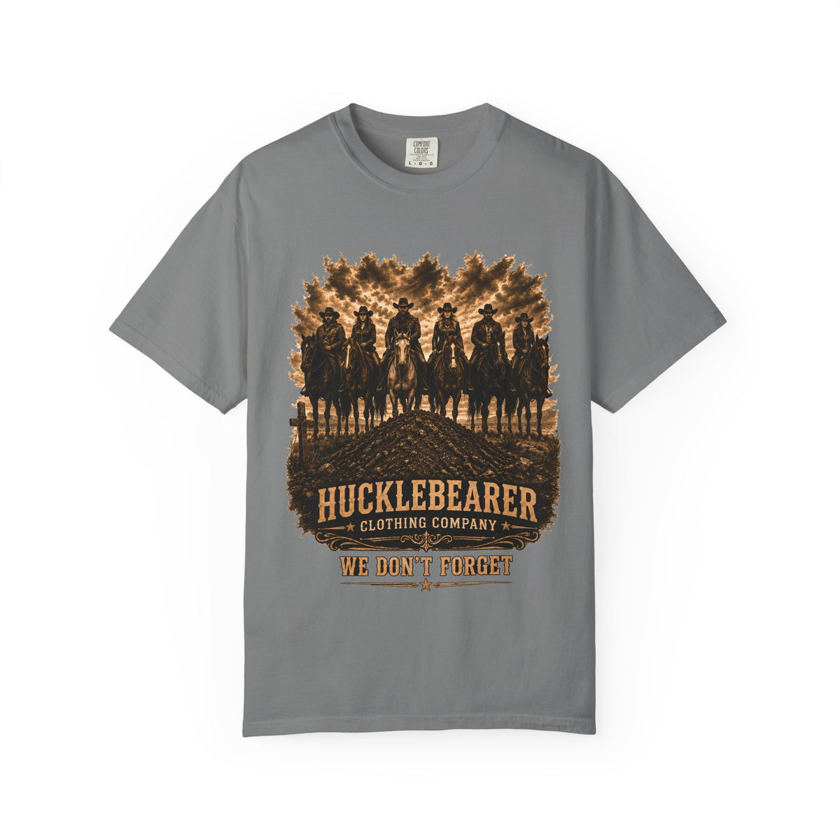 Front Print - Hucklebearer 'We Don't Forget' Western Cowboy T-Shirt