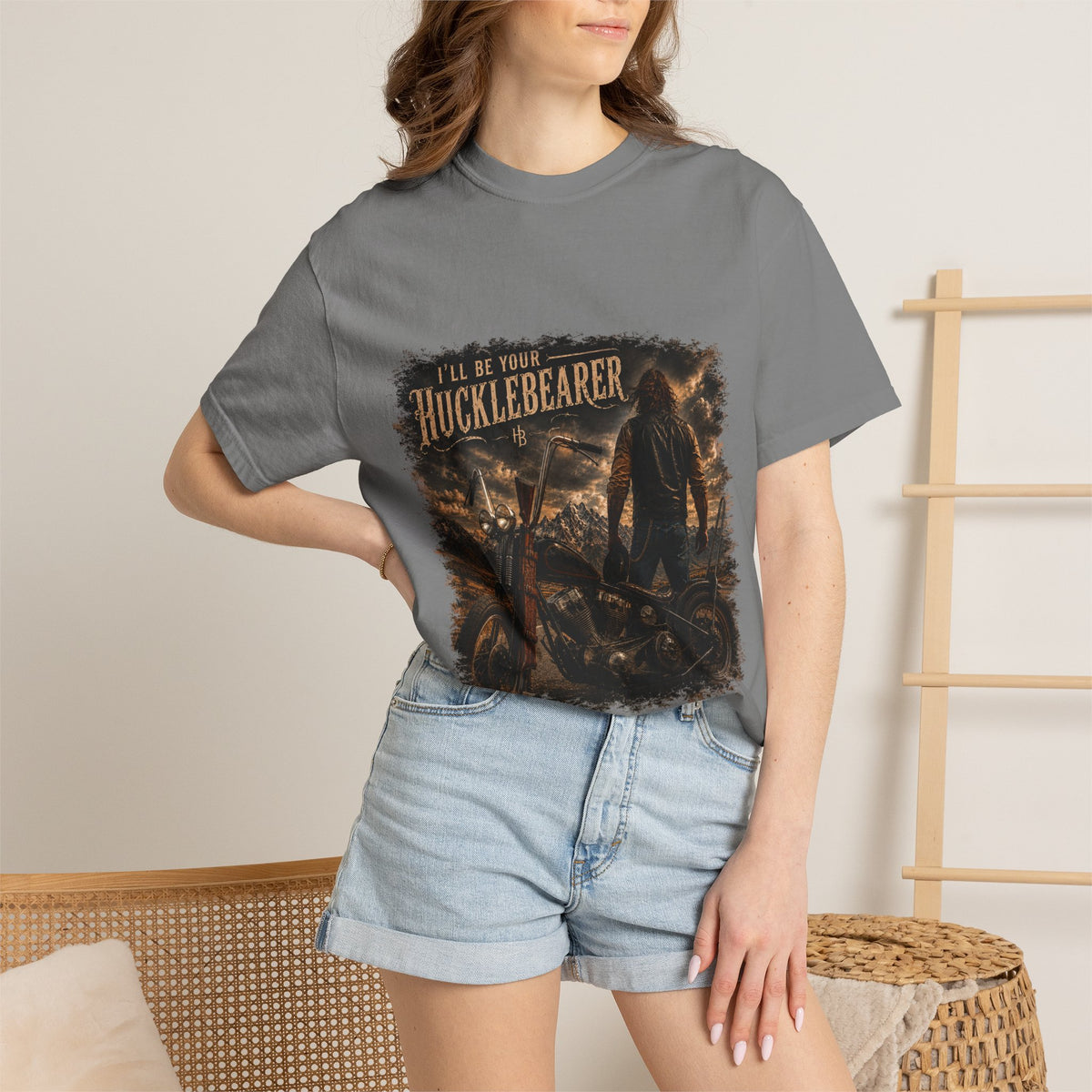 Front Print - Hucklebearer — “I’ll Be Your HucklebeareR” Biker T‑Shirt