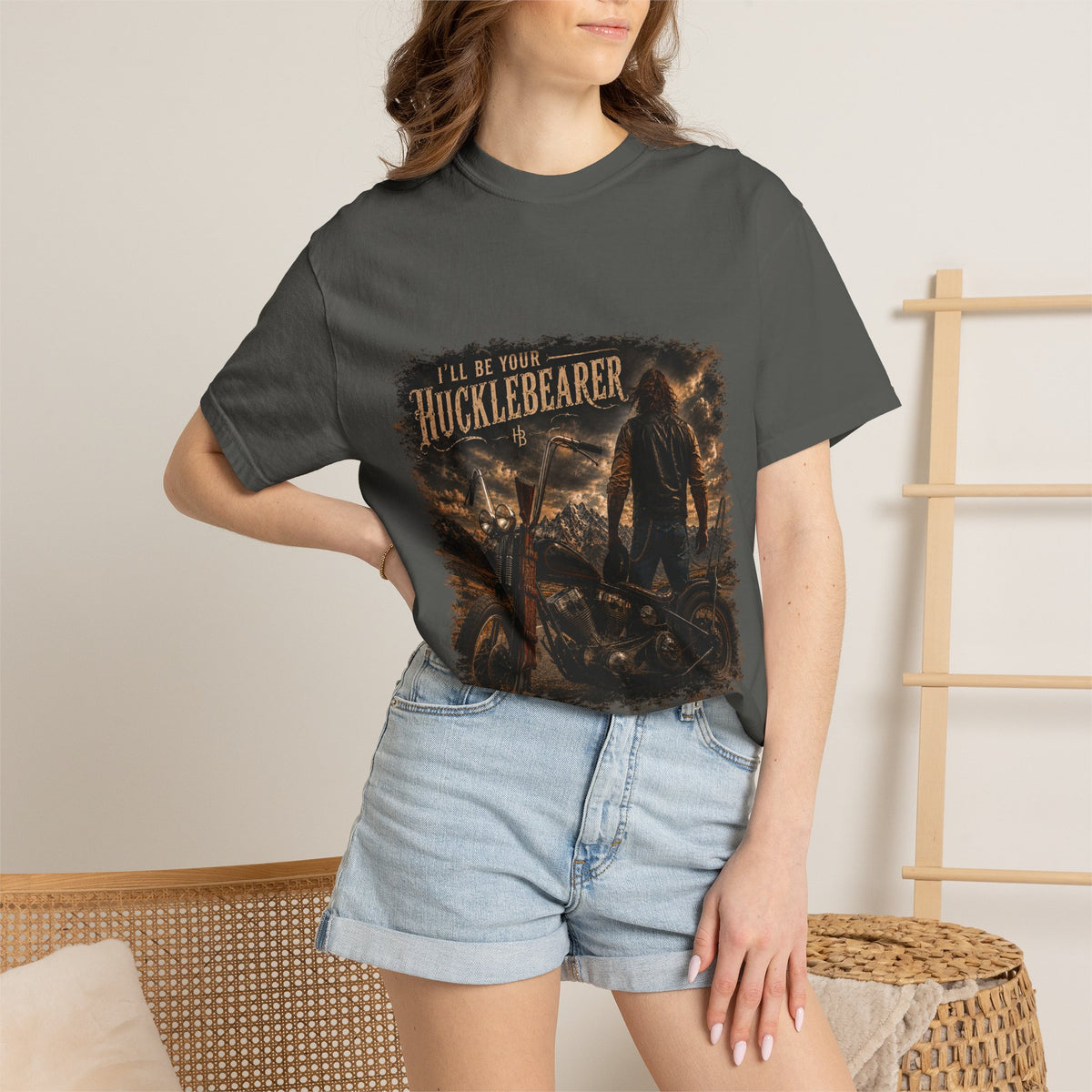 Front Print - Hucklebearer — “I’ll Be Your HucklebeareR” Biker T‑Shirt