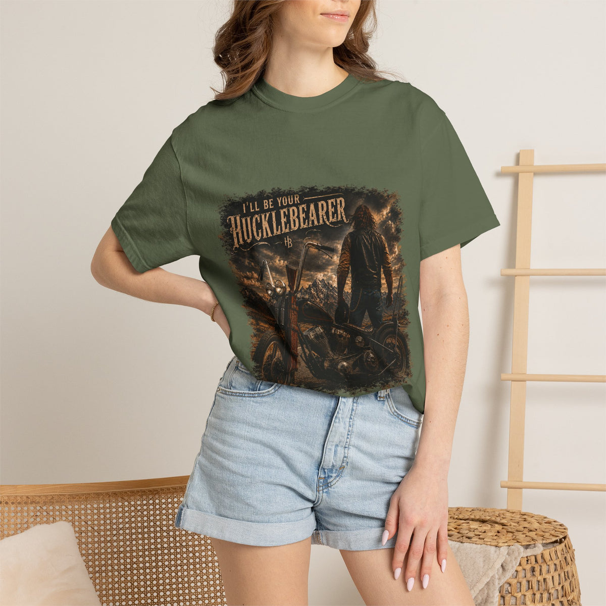 Front Print - Hucklebearer — “I’ll Be Your HucklebeareR” Biker T‑Shirt