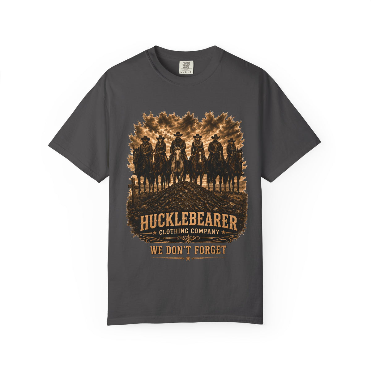 Front Print - Hucklebearer 'We Don't Forget' Western Cowboy T-Shirt