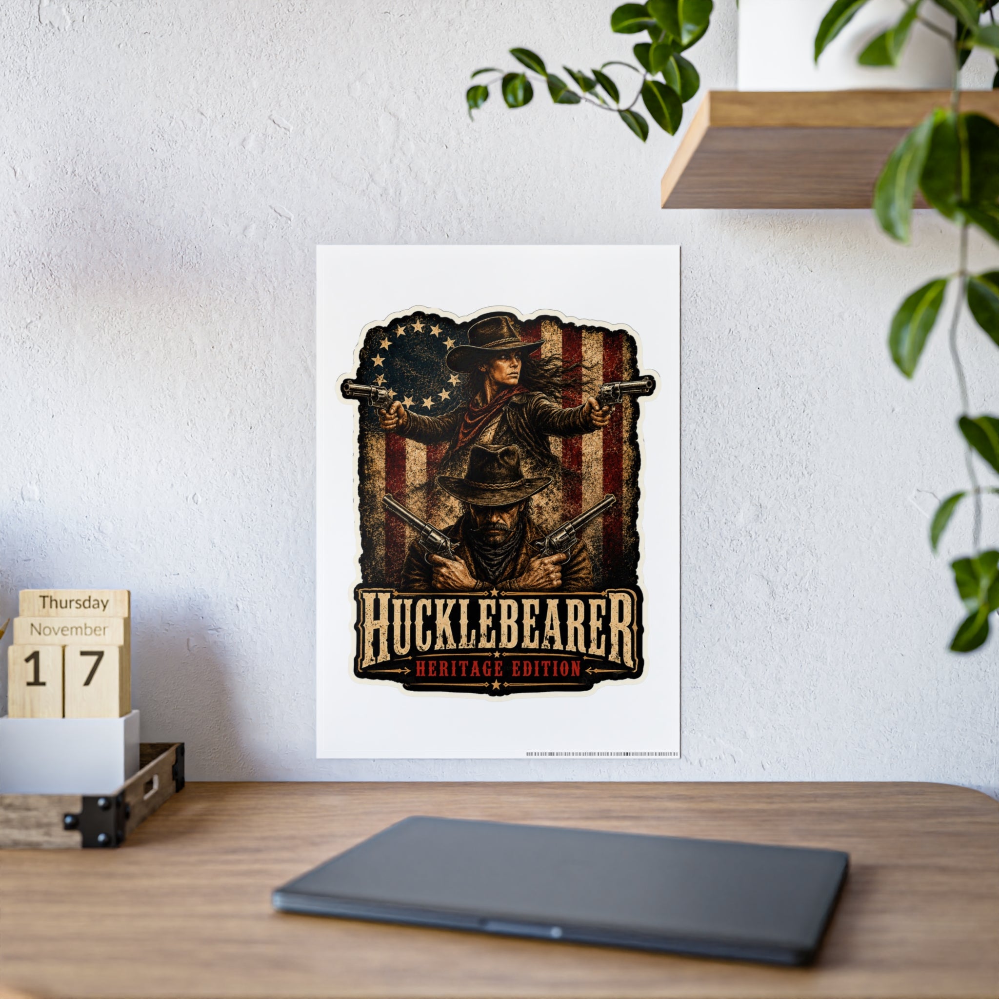 HuckleBearer Heritage Edition Gloss Western Cowboy Sticker
