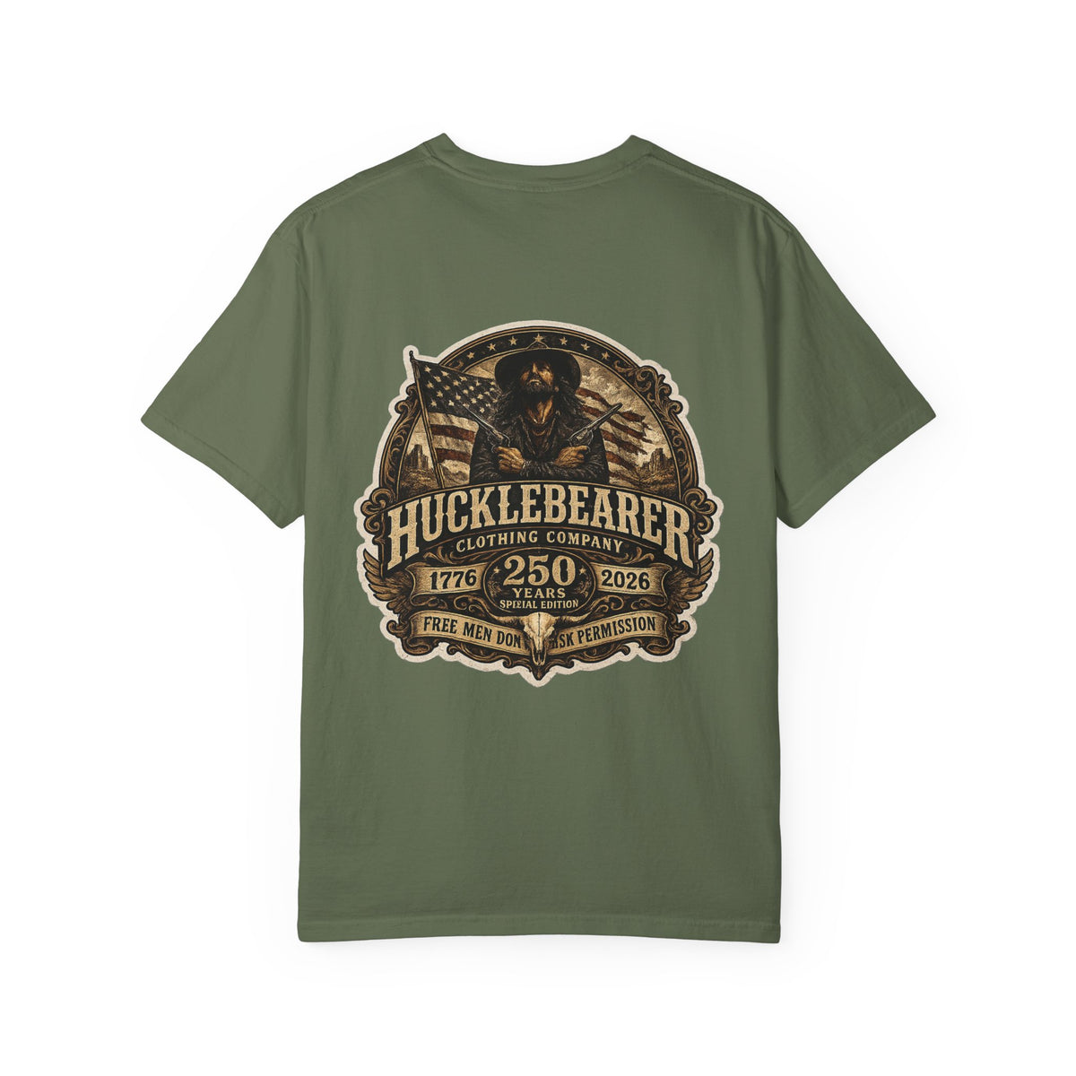 Back Print - HuckleBearer "250th Anniversary" Patriotic Graphic T-Shirt