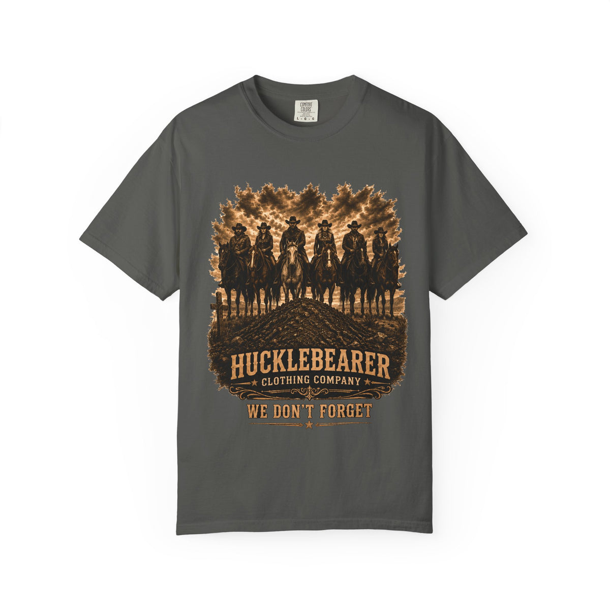 Front Print - Hucklebearer 'We Don't Forget' Western Cowboy T-Shirt